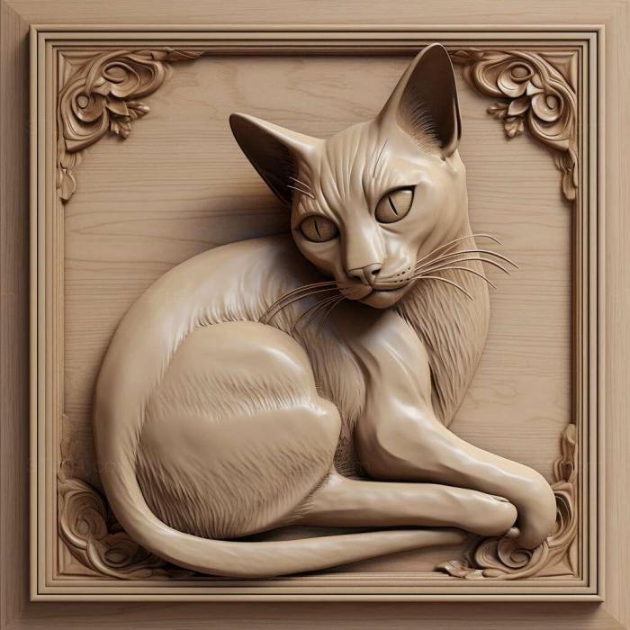 Nature and animals (st siamese cat 4, NATURE_5024) 3D models for cnc